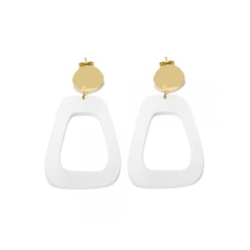 Sept Cinq White Mother Of Pearl Anchor Earrings