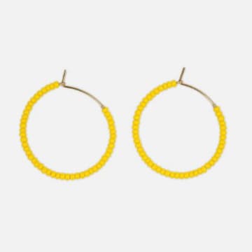 Folkdays Hoops With Glass Beads Yellow O 3 Cm