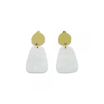 Sept Cinq White Amphore Mother Of Pearl Earrings