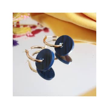 Sept Cinq Lapis Blue Saucer Earrings