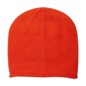 Somerville Cashmere Plain Knit Hat Orange