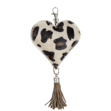 Maison Nomade Leopard Heart Keychain In Animal Print
