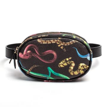 Seletti Snakes-print Belt Bag In Black