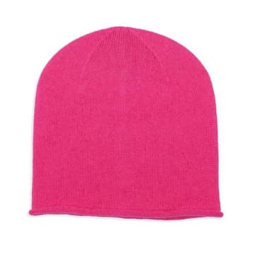 Somerville Cashmere Plain Knit Hat Neon Pink