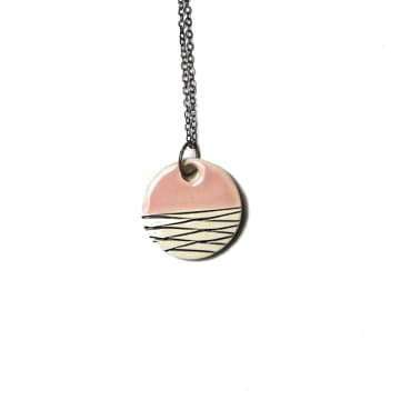 Isla Clay Ceramic Small Round Pendant Necklace Pink