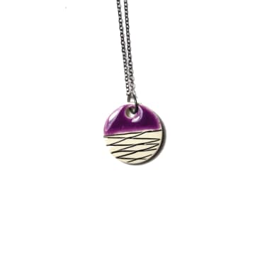 Isla Clay Ceramic Small Round Pendant Necklace Purple