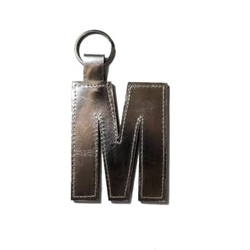 Dark Horse Silver Leather Alphabet Keyring In Metallic