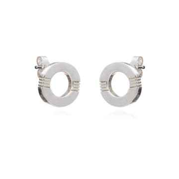 Cabbage White Silver Infinity Studs In White