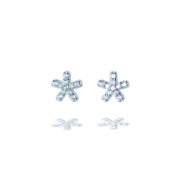 Curiouser And Curiouser Sterling Silver Sparkly Starfish Stud Earrings In Metallic
