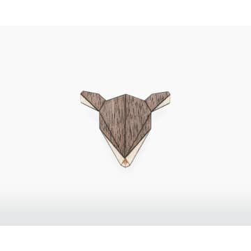 Wooden Amsterdam Natural Maple And Walnut Wooden Doe Brooch In Natural/natural