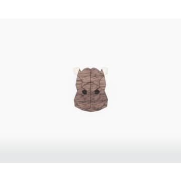 Wooden Amsterdam Natural Maple And Walnut Wooden Hippo Brooch In Natural/natural