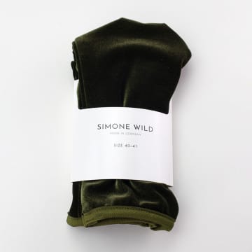 Simone Wild Olive Green Velvet Ankle Sock