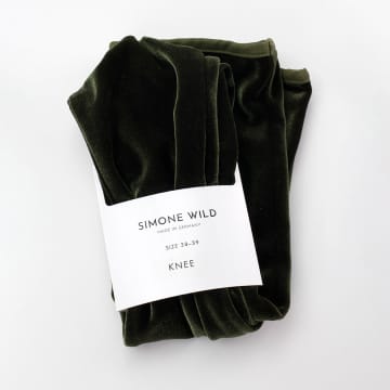 Simone Wild Velvet Knee Sock Olive Green