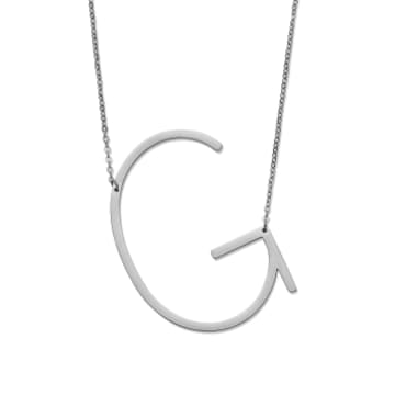 Nordic Muse Waterproof Personalised Letter G Initial Pendant Necklace Silver Plated Tarnish-free In Metallic