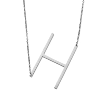 Nordic Muse Waterproof Personalised Letter H Initial Pendant Necklace Silver Plated Tarnish-free In Metallic