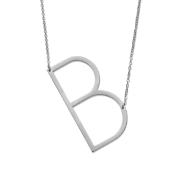 Nordic Muse Waterproof Personalised Letter B Initial Pendant Necklace Silver Plated Tarnish-free In Metallic