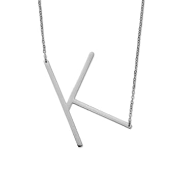 Nordic Muse Waterproof Personalised Letter K Initial Pendant Necklace Silver Plated Tarnish-free In Metallic