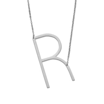 Nordic Muse Waterproof Personalised Letter R Initial Pendant Necklace Silver Plated Tarnish-free In Metallic