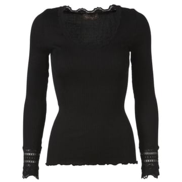 Rosemunde Silk Top Long Sleeve Vintage Lace Black