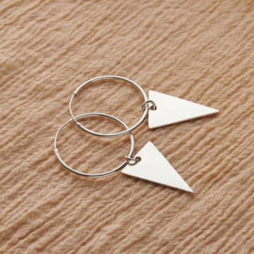 Posh Totty Designs Sterling Silver Triangle Hoop Earrings In Metallic