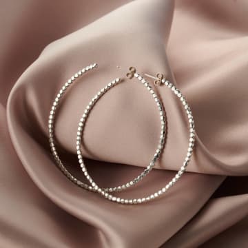 Posh Totty Designs Large Silver Bead Hoop Earrings In Metallic
