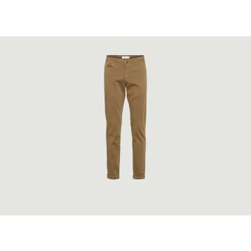 Knowledge Cotton Apparel Burned Olive Chuck Straight Cut Chino Trousers In Green