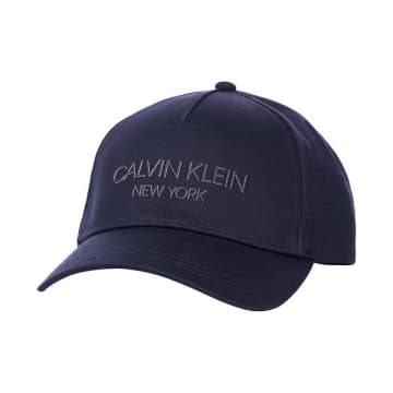 Calvin Klein Navy Raised Text Cap In Blue