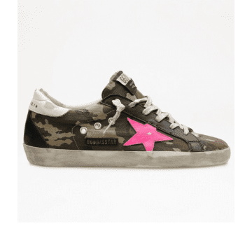 Shop Golden Goose Super Star Camouflage Sneakers In Green