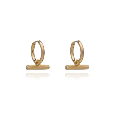 Rachel Jackson Mini T Bar Huggie Hoop Earrings In Gold