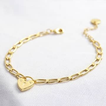 Lisa Angel Heart Lock And Chain Bracelet In Gold