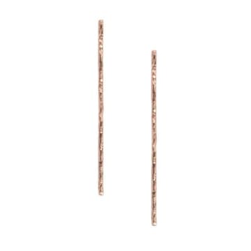 Matthew Calvin Rose Gold Stud Earrings Textured Meteorite Bar