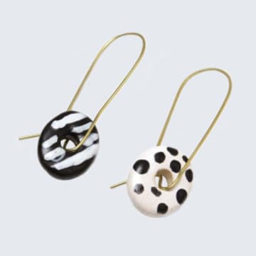 Aarven Zawadi Ceramic Earrings Polka Dots And Stripes
