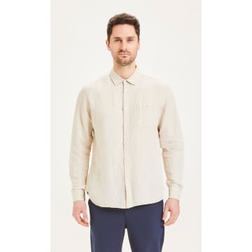 Knowledge Cotton Apparel 90805 Larch Ls Strutured Linen Shirt Light Feather Grey