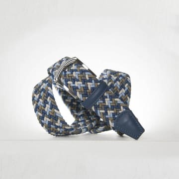 Anderson's Woven Textile Belt Blue Sky Taupe Cream 3 3 Cm