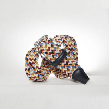 Anderson's Woven Textile Belt Navy Blue White Yellow Pink 3 5 Cm