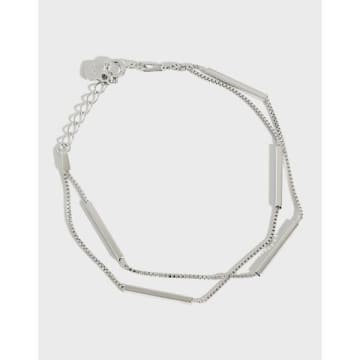 Anorak Sterling Silver Double Chain Geometric Bracelet In Metallic