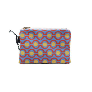 Ding Ding Glasses Design Cotton Pouch In Blue