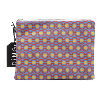 Ding Ding Glasses Design Cotton Pouch In Blue