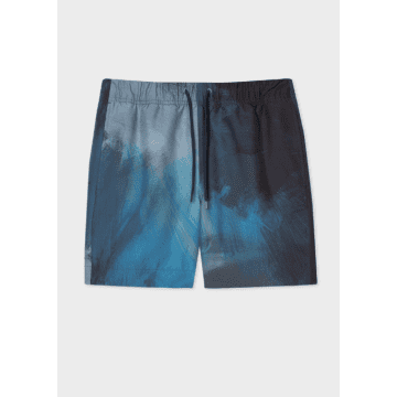 Ps By Paul Smith Blue Brush Stroke Print Shorts