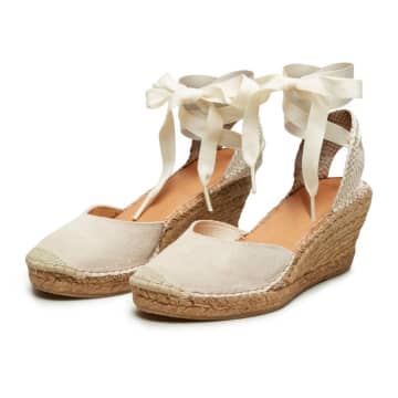 Selected Femme Sand Slfpam Suede Wedge Espadrilles In Neutrals