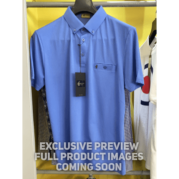 Shop Gabicci Vintage Ladro Carolina Blue Button Down Collar Polo Shirt