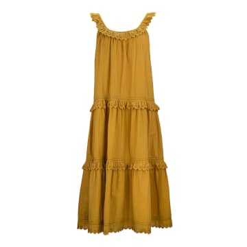 Shop The Great The Eyelet Magnolia Dress In Ochre