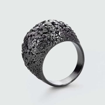 Radian Jewellery Crystal Ring | 925 Silver | Black Rhodium In Metallic