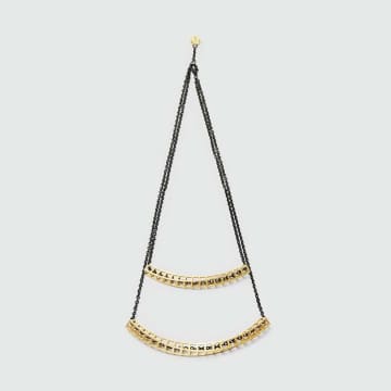 Radian Jewellery Cubetwist Necklace | Long Double | Steel | Gold