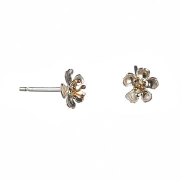 Amanda Coleman Silver And Gold Vermeil Almond Blossom Stud Earrings In Metallic