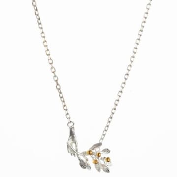 Amanda Coleman Silver And Gold Vermeil Offering An Olive Branch Necklace In Metallic