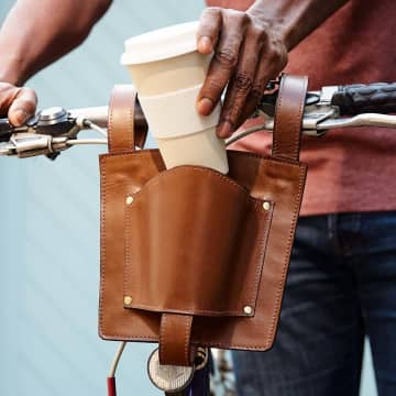Vida Vida Leather Coffee Cup Holder For Bikes In Neutrals