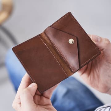 Vida Vida Leather Credit Card Holder Wallet In Neutrals