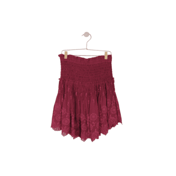 Indi And Cold Embroidery Elastic Skirt In Cherry