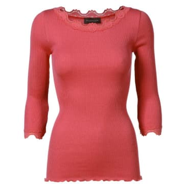 Rosemunde Boat Neck Lace Top 3/4 Sleeve Mineral Red